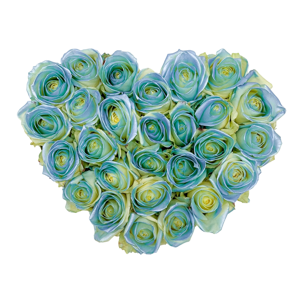 baby blue satin rozen in heart box bestellen bij maison flowers