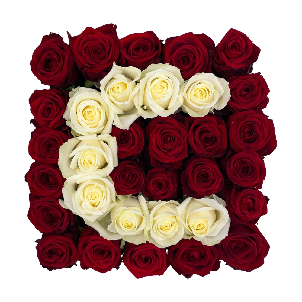 letter rozen in large square box bestellen bij maison flowers
