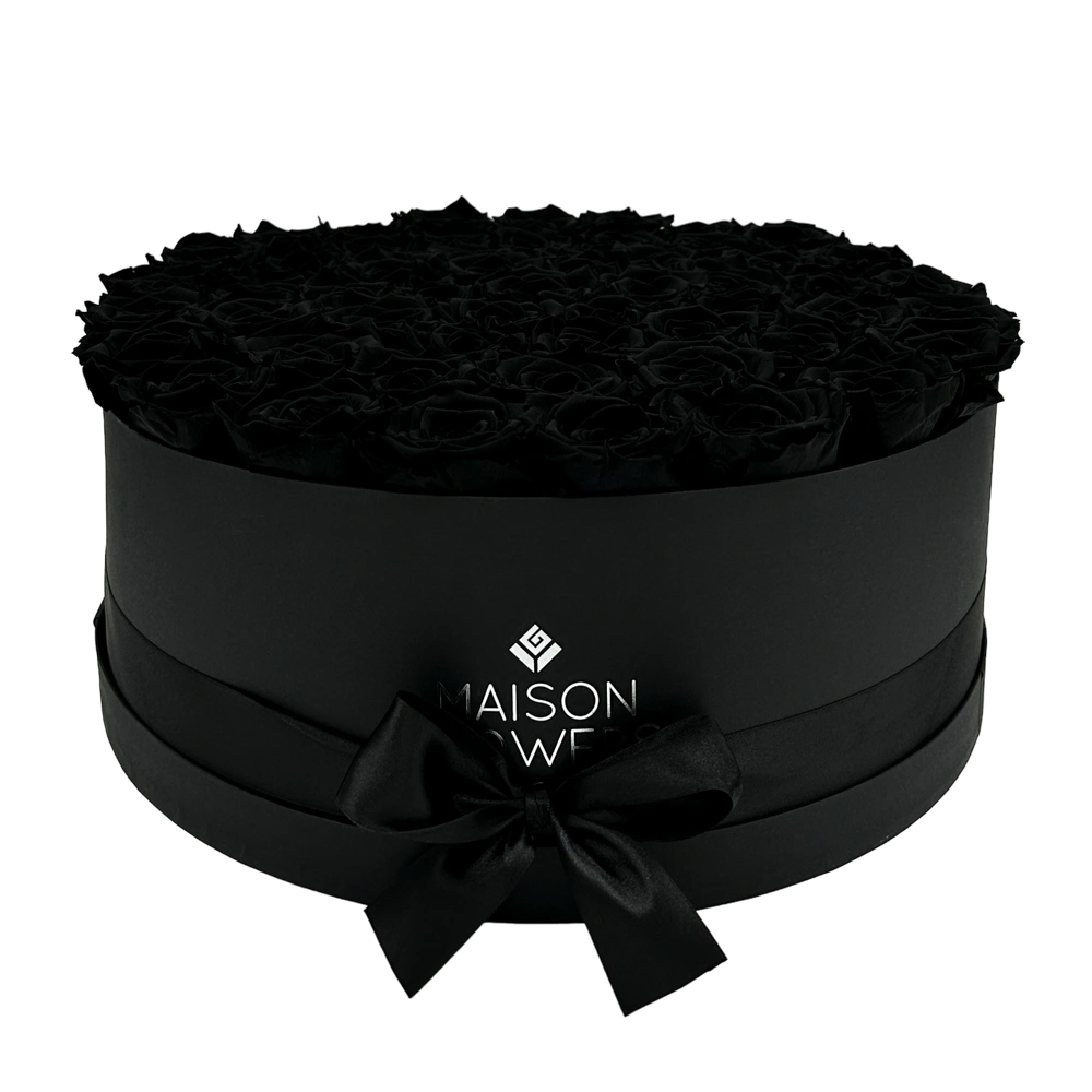 longlife rozen black maxi round black box bestellen bij maison flowers