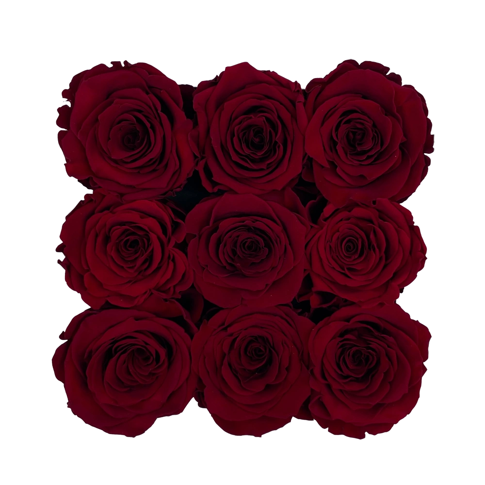 longlife rozen dark red small square box bestellen bij maison flowers