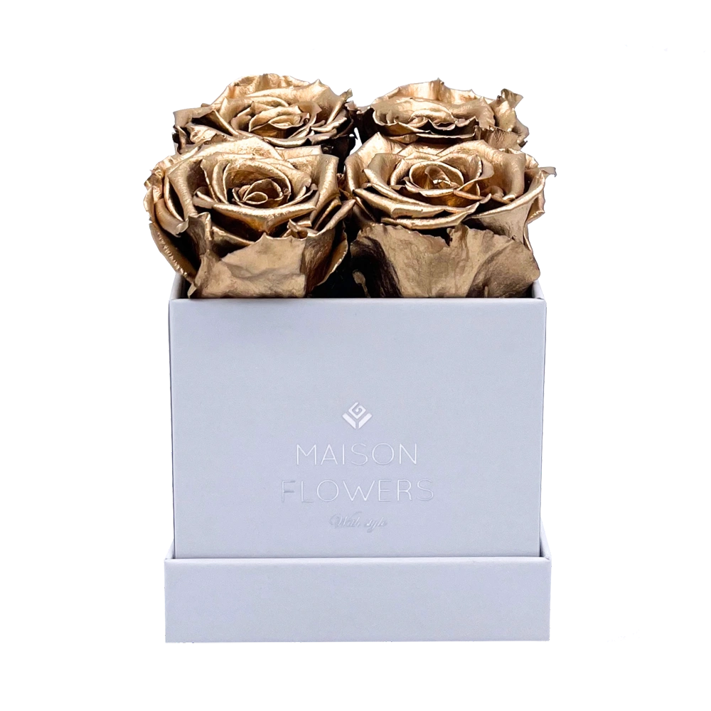 longlife rozen gold petite square white box bestellen bij maison flowers