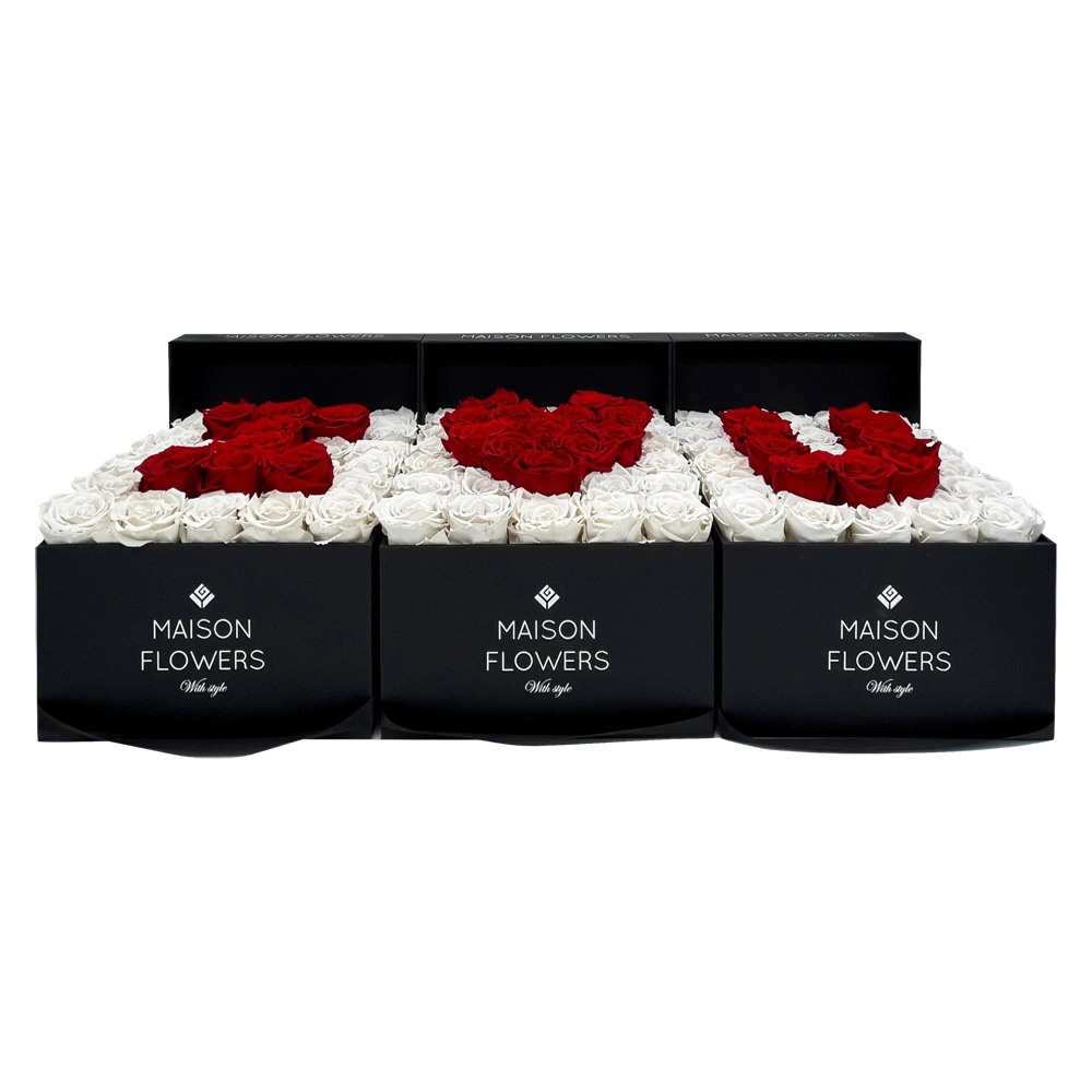 longlife rozen i love u large square black boxes bestellen bij maison flowers