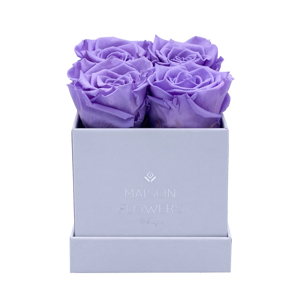 longlife rozen lilac petite square white box bestellen bij maison flowers