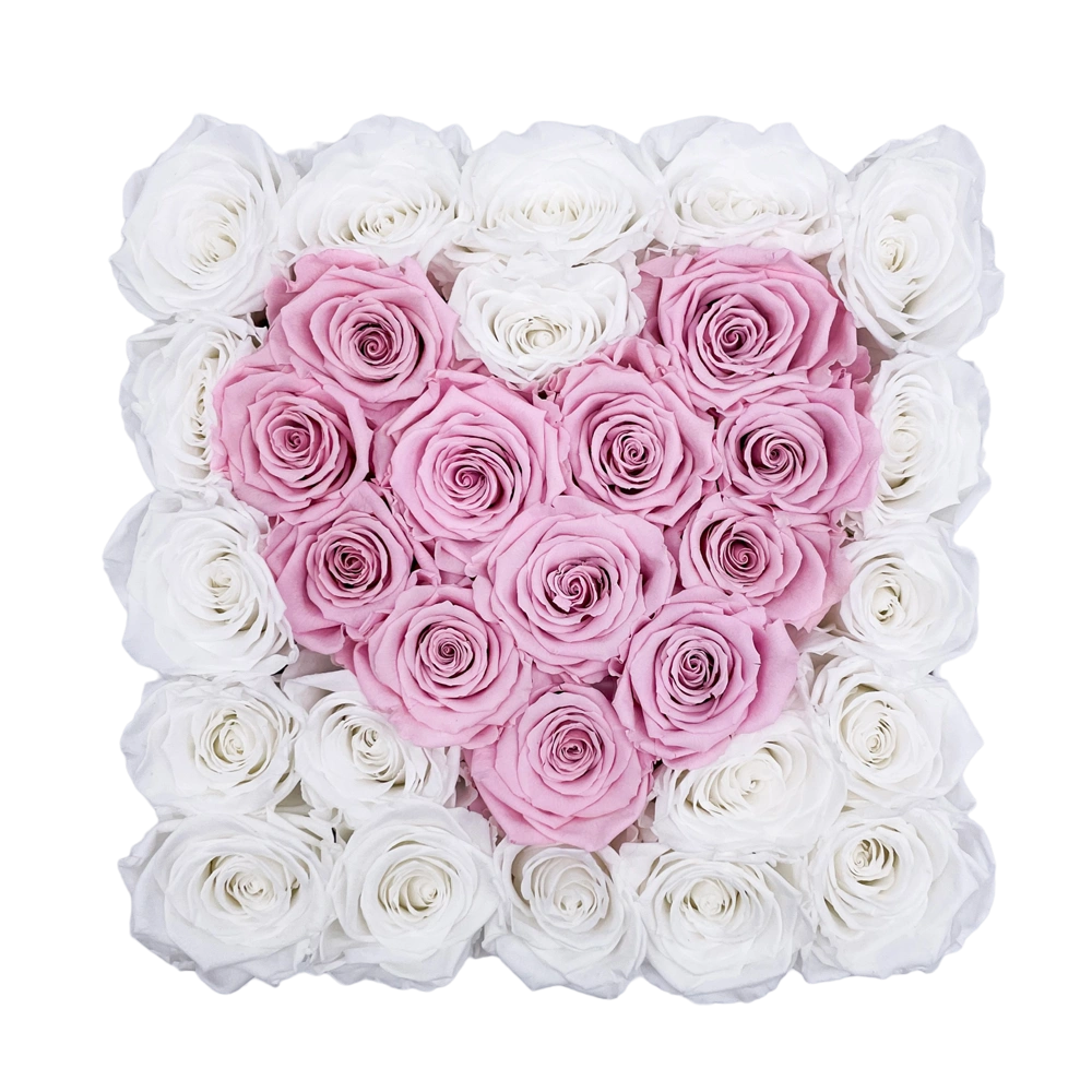 longlife rozen love pink white large square box bestellen bij maison flowers
