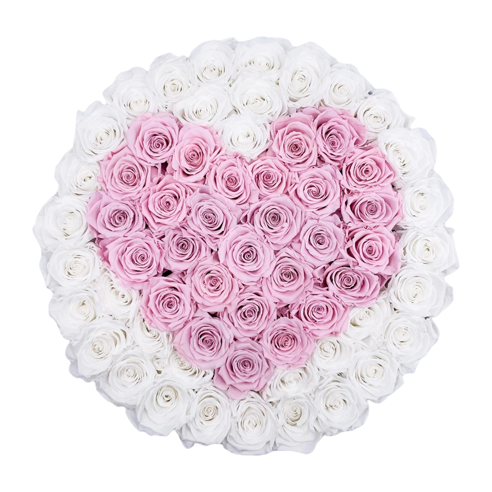 longlife rozen love pink white maxi round box bestellen bij maison flowers