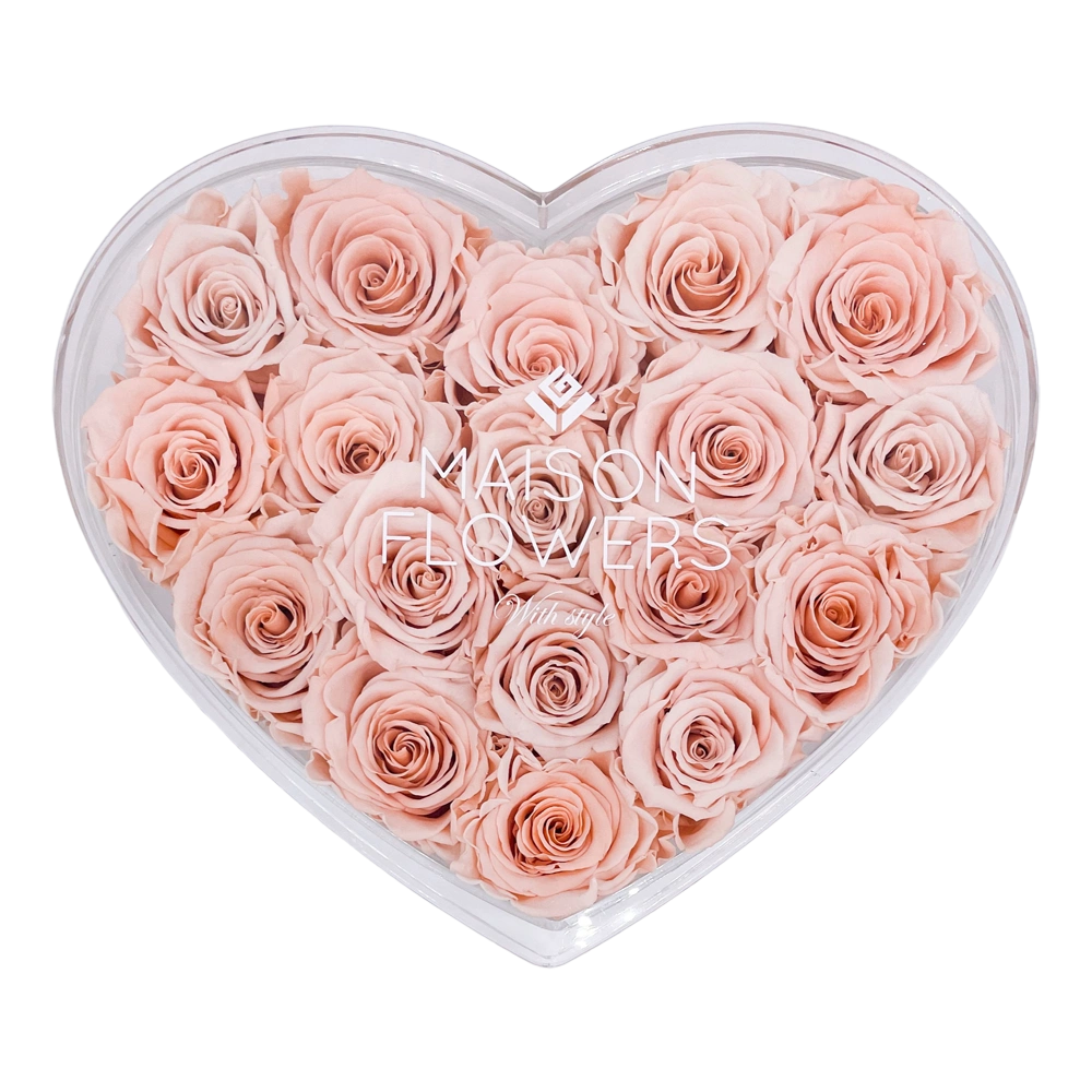 longlife rozen peach large acrylic heart box 2 bestellen bij maison flowers
