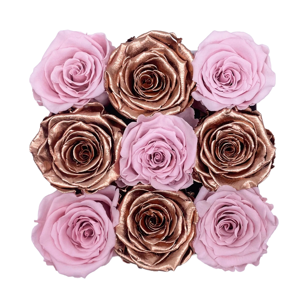 longlife rozen pink copper small square box bestellen bij maison flowers