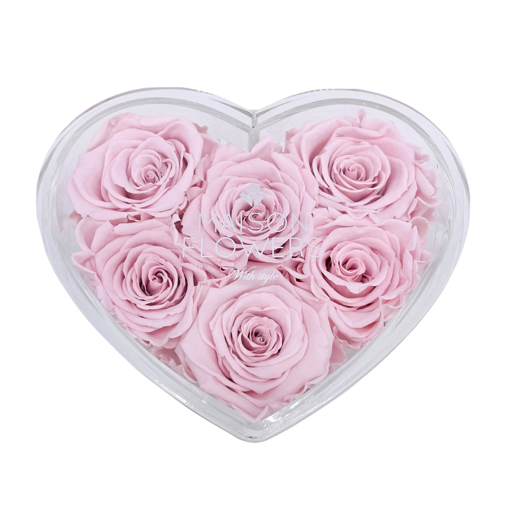 longlife rozen pink small acrylic heart box 2 bestellen bij maison flowers