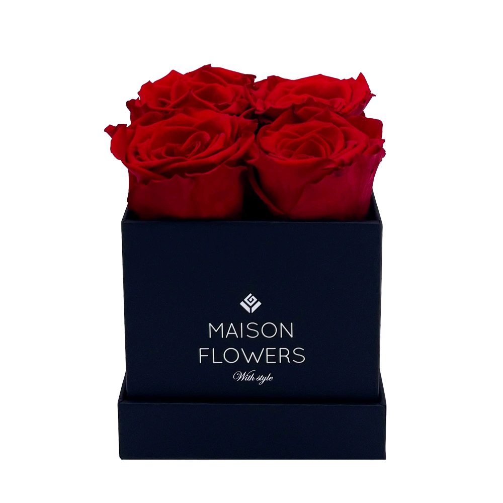 longlife rozen red petite square black box bestellen bij maison flowers