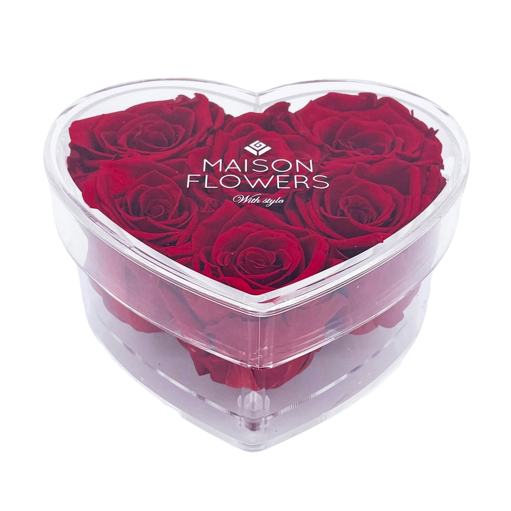 longlife rozen red small acrylic heart box bestellen bij maison flowers