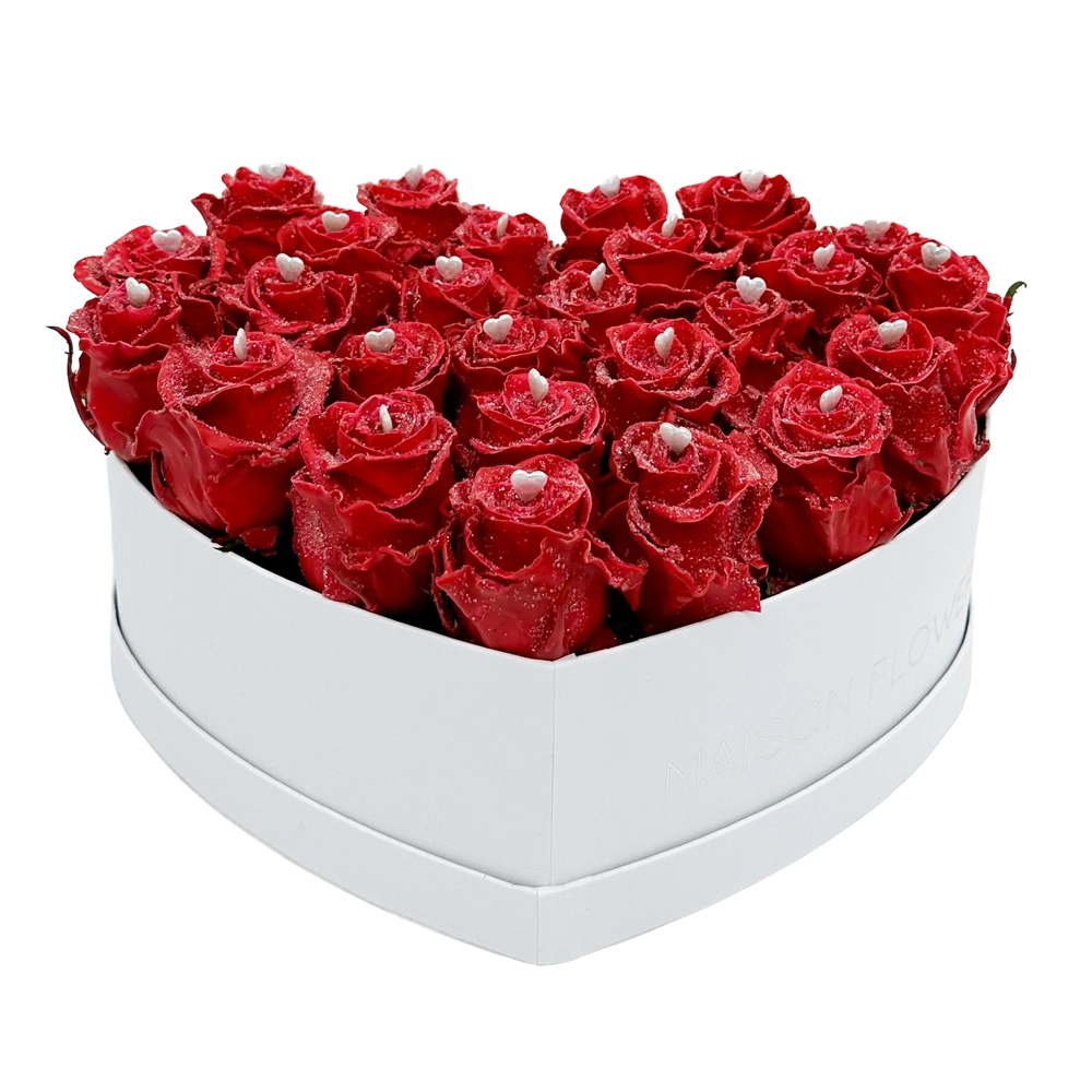 choco red love rozen in heart white box bestellen bij maison flowers