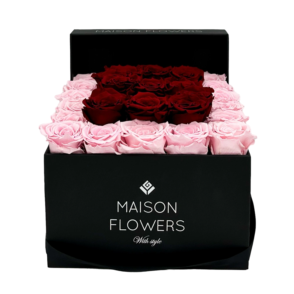 longlife rozen letter large square black box bestellen bij maison flowers